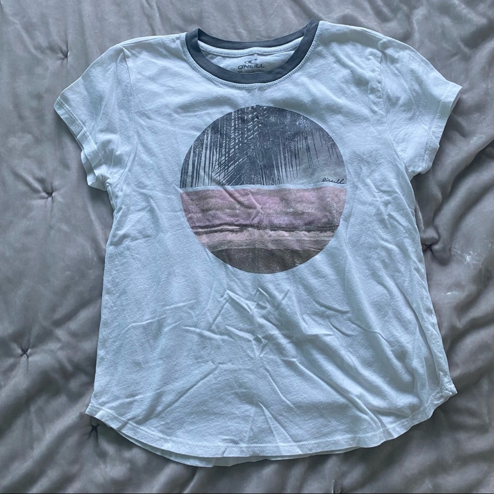 Girls O’Neill White Ringer Graphic Tee Shirt